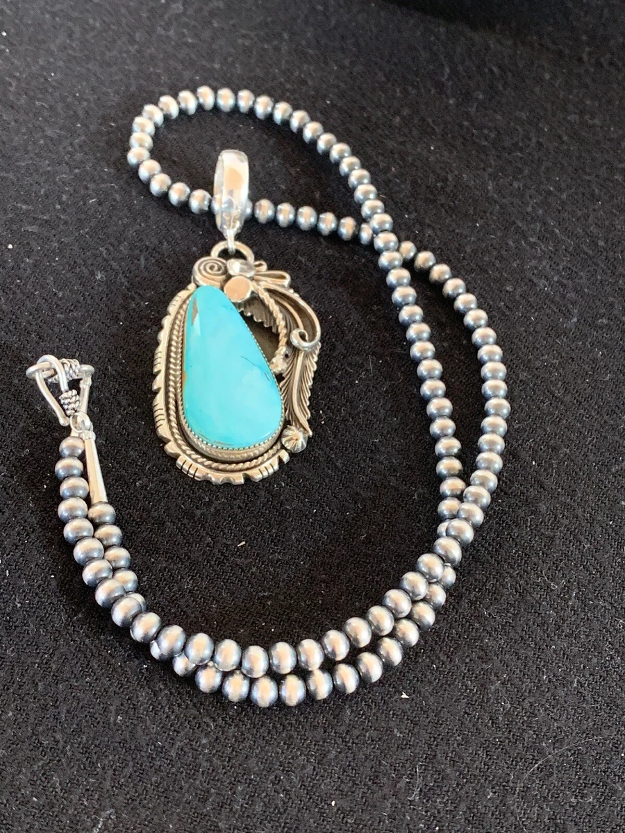Sterling Silver Roystone Handcrafted Turquoise Pendant Necklace - Image 7