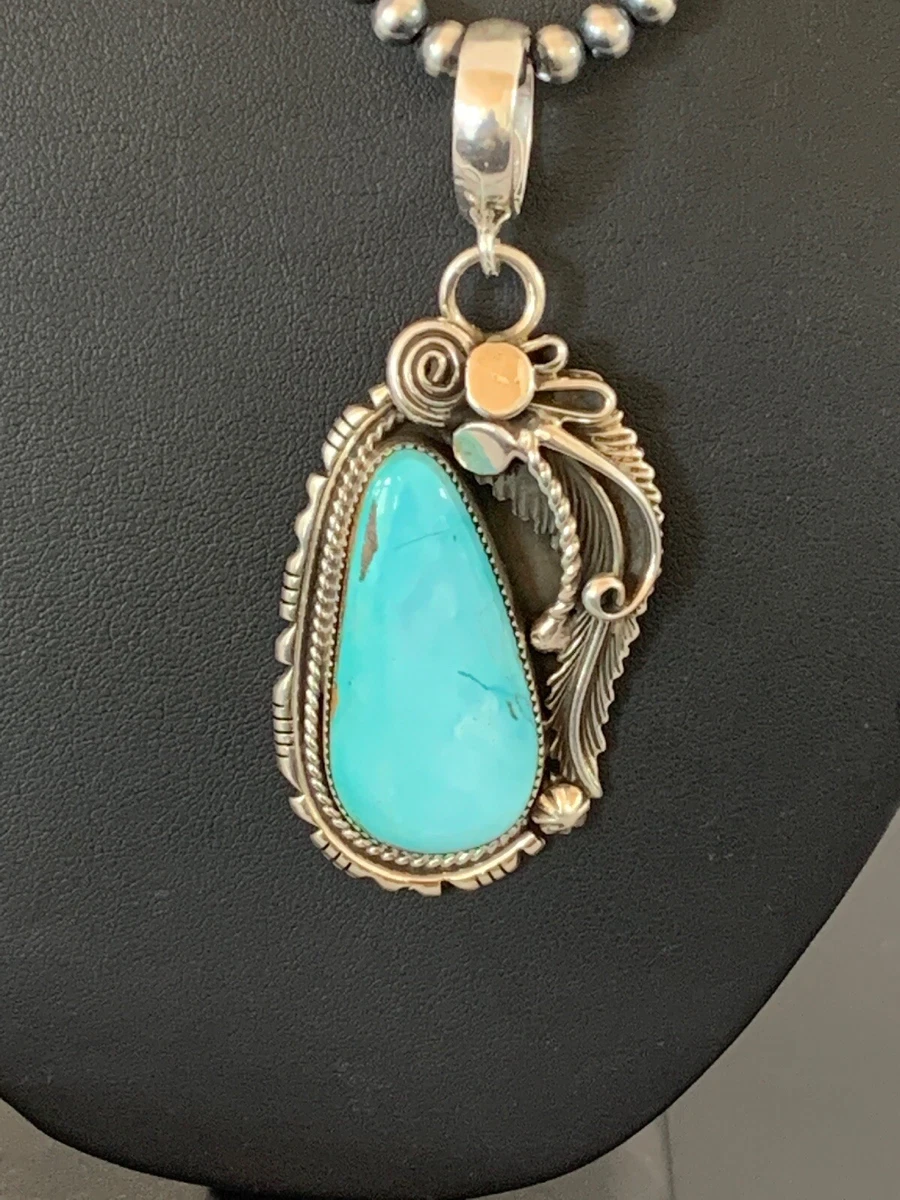 Sterling Silver Roystone Handcrafted Turquoise Pendant Necklace - Image 9